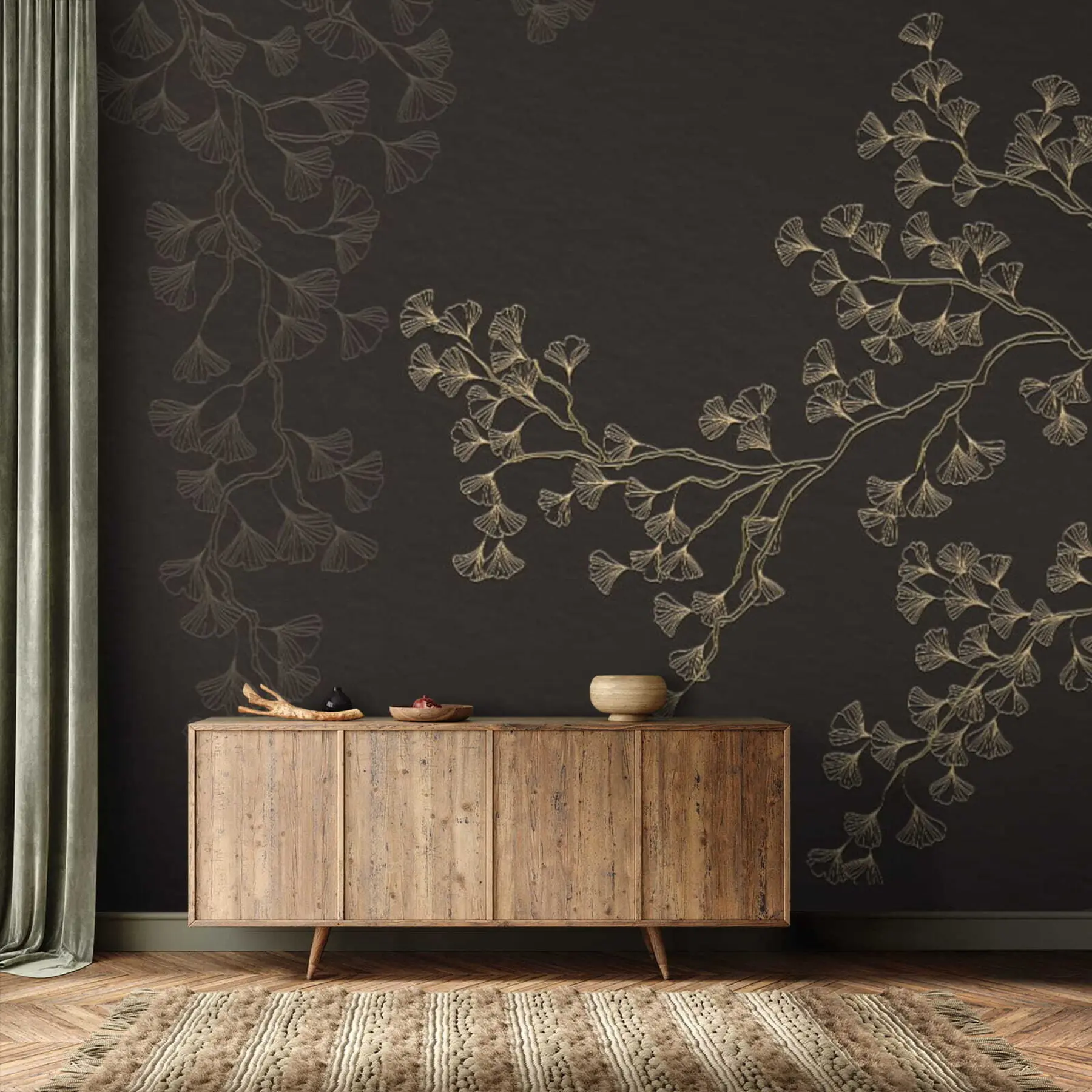 murais de parede Marrom, flor e galho u79600