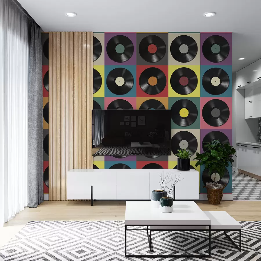 murais de parede Discos de vinil, estilo retrô u51622
