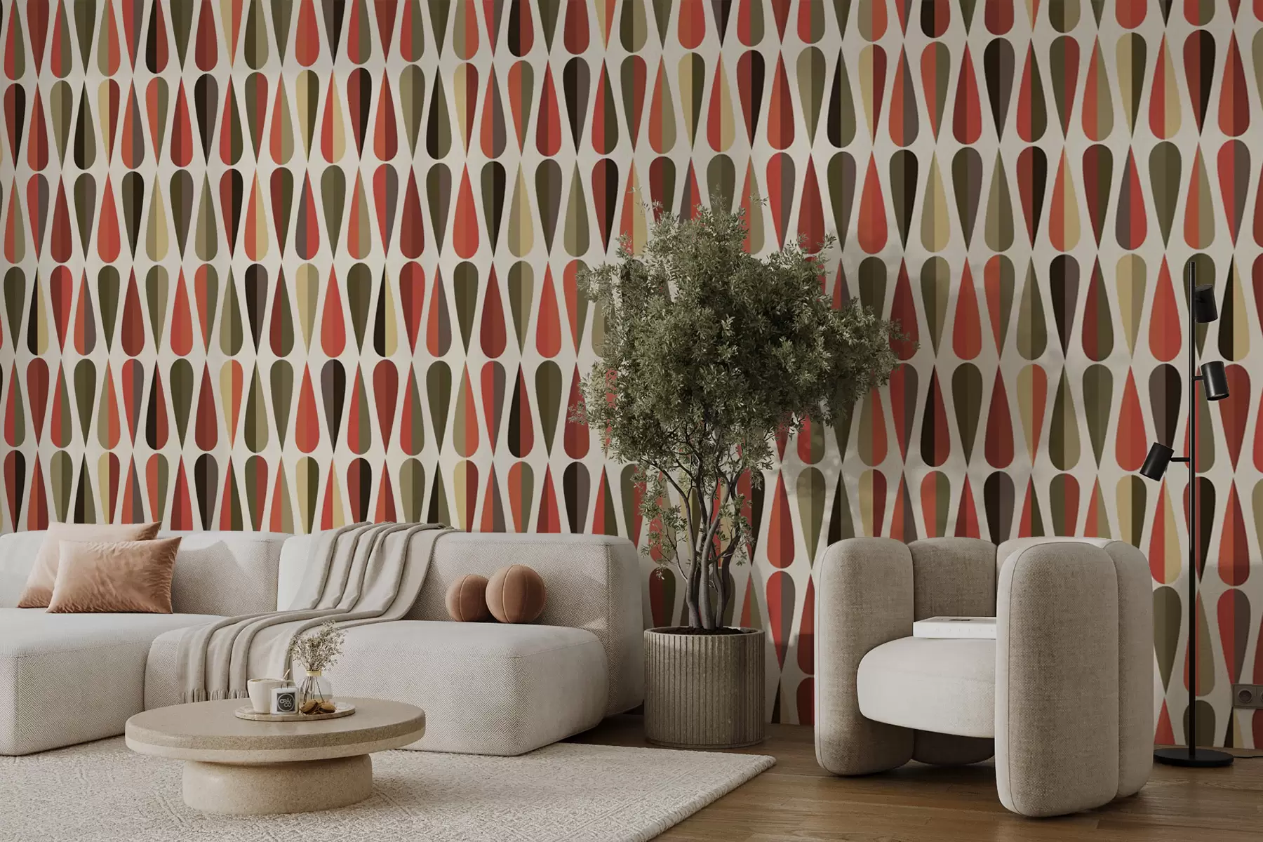 murais de parede Gotas retrô dos anos 70 u51626