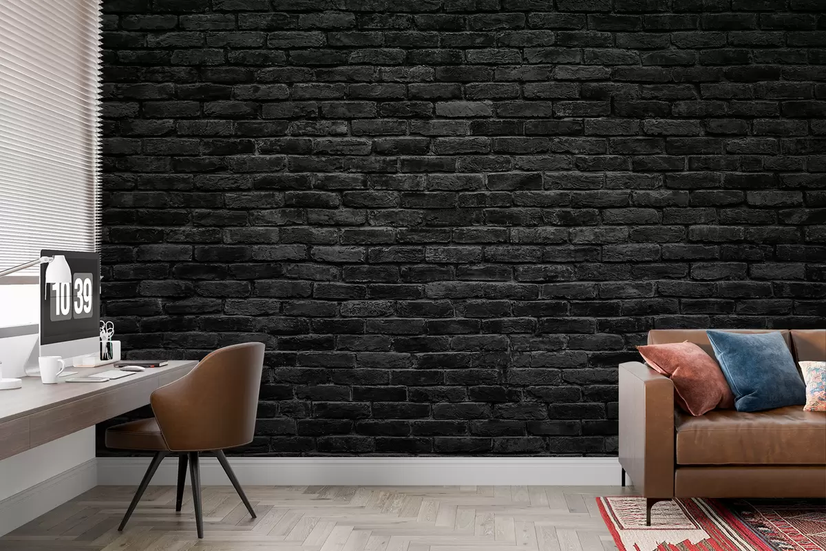 murais de parede Papel de parede de tijolo preto u53027