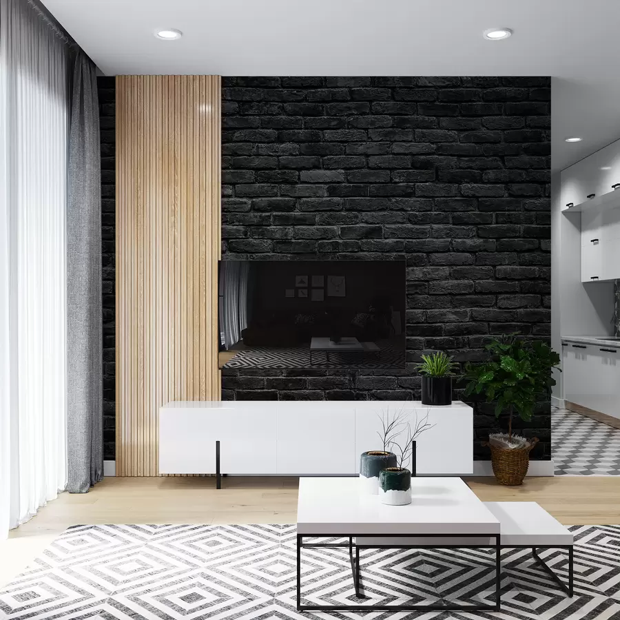 murais de parede Papel de parede de tijolo preto u53027