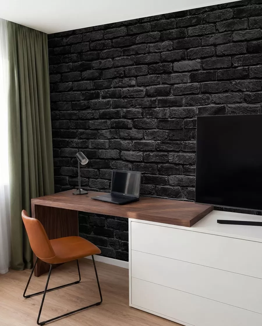 murais de parede Papel de parede de tijolo preto u53027
