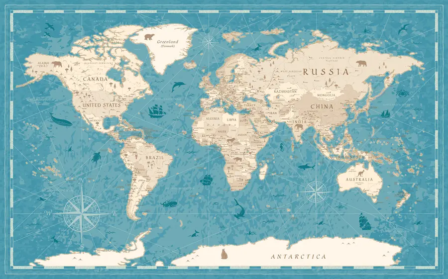 murais de parede Mapa do mundo, mapa antigo u50378
