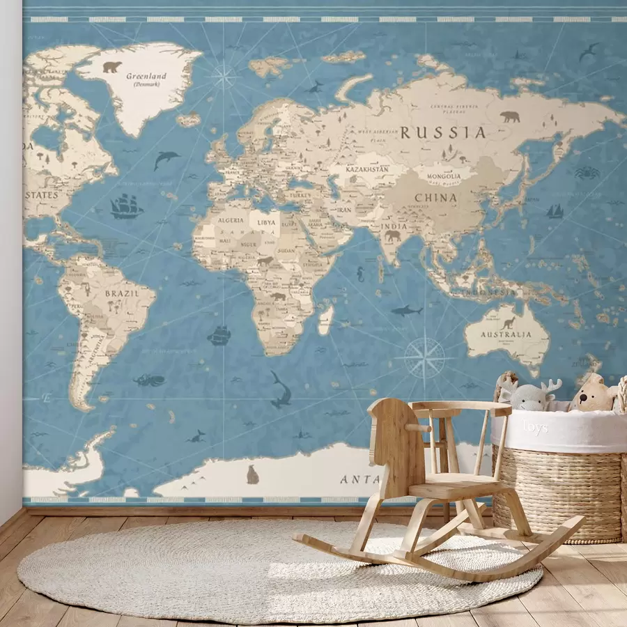 murais de parede Mapa do mundo, mapa antigo u50378