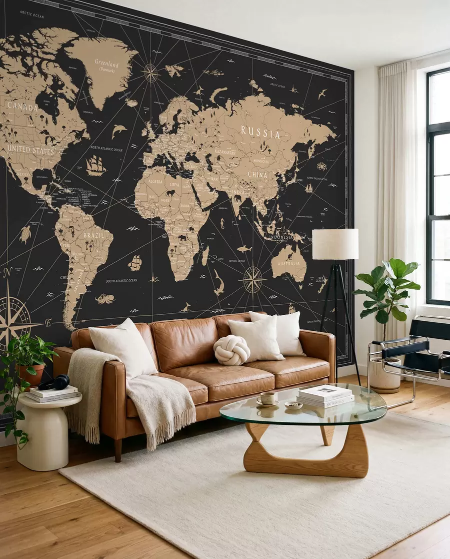 murais de parede Mapa-múndi vintage u50401