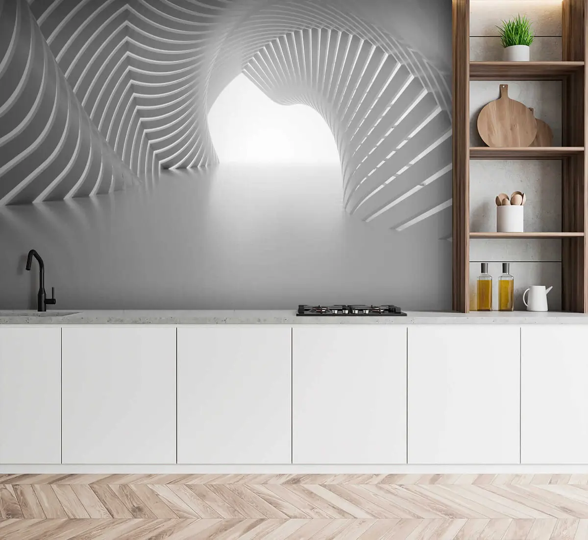 murais de parede Túnel branco u02035