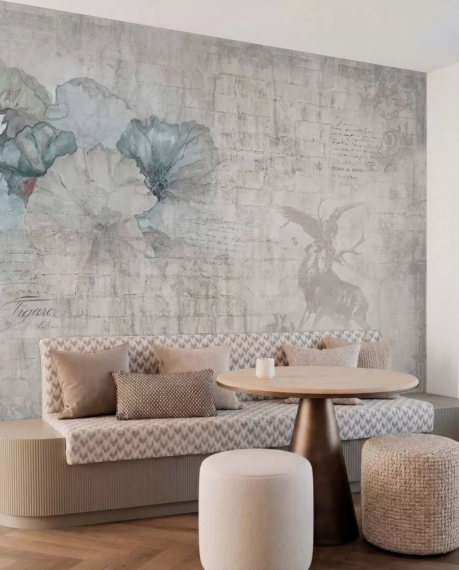murais de parede Flores e caça em estilo grunge u04724