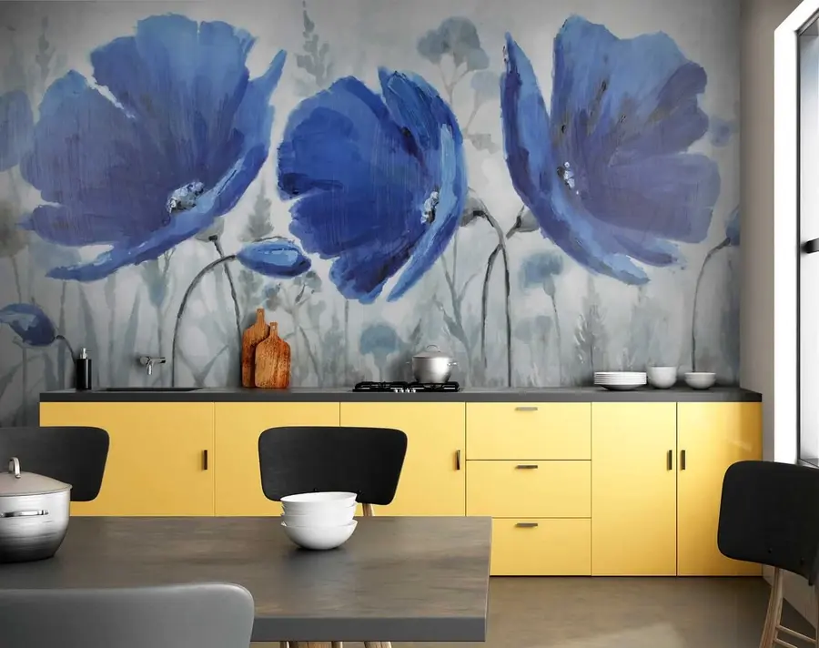 murais de parede Flores azuis u07033