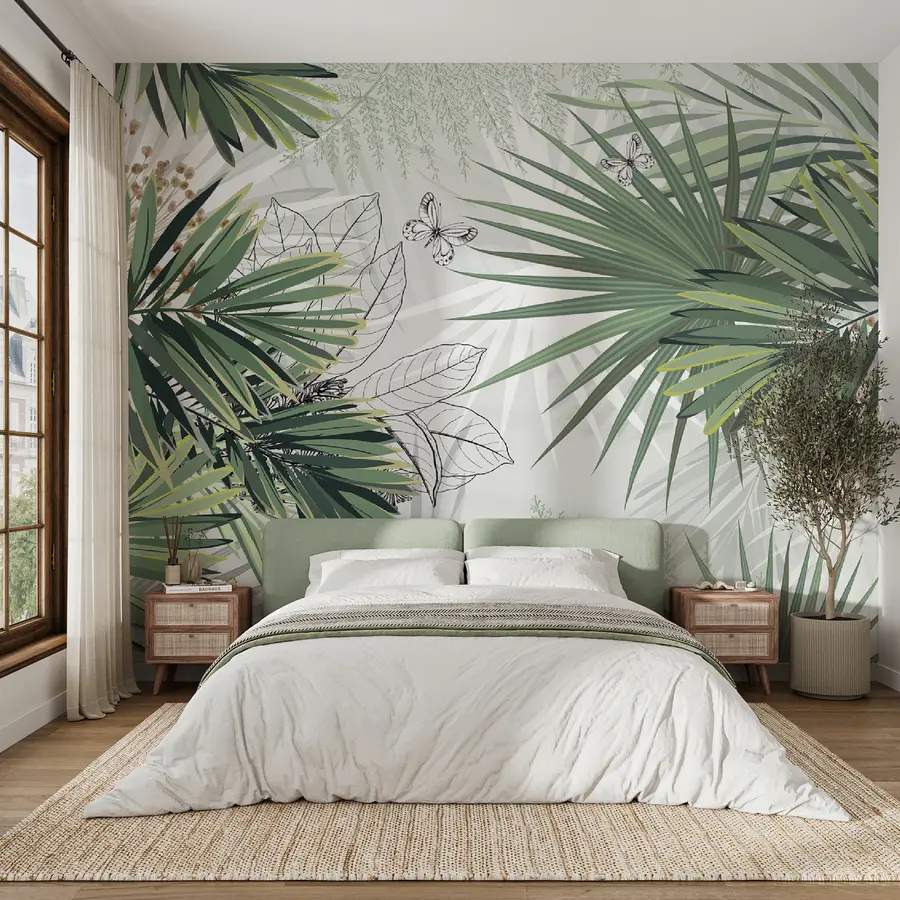 murais de parede Ramos verdes de palmeiras u12819
