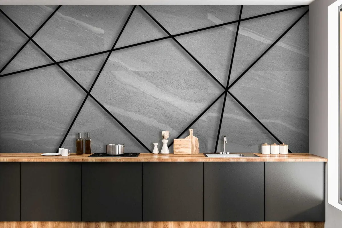 murais de parede Mármore cinza e linhas pretas u16341