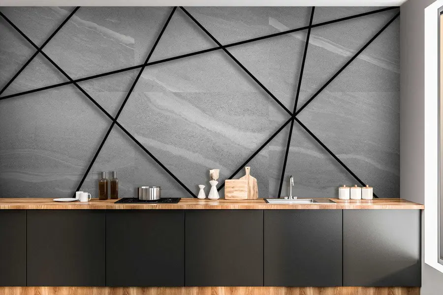 murais de parede Mármore cinza e linhas pretas u16341