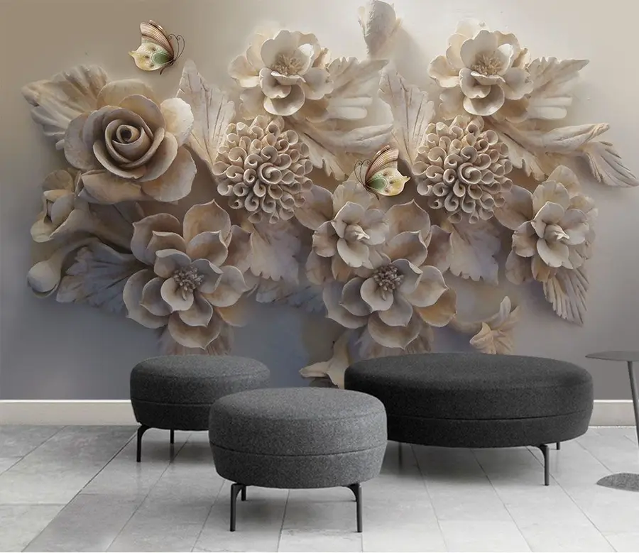 murais de parede Flores 3d u16644