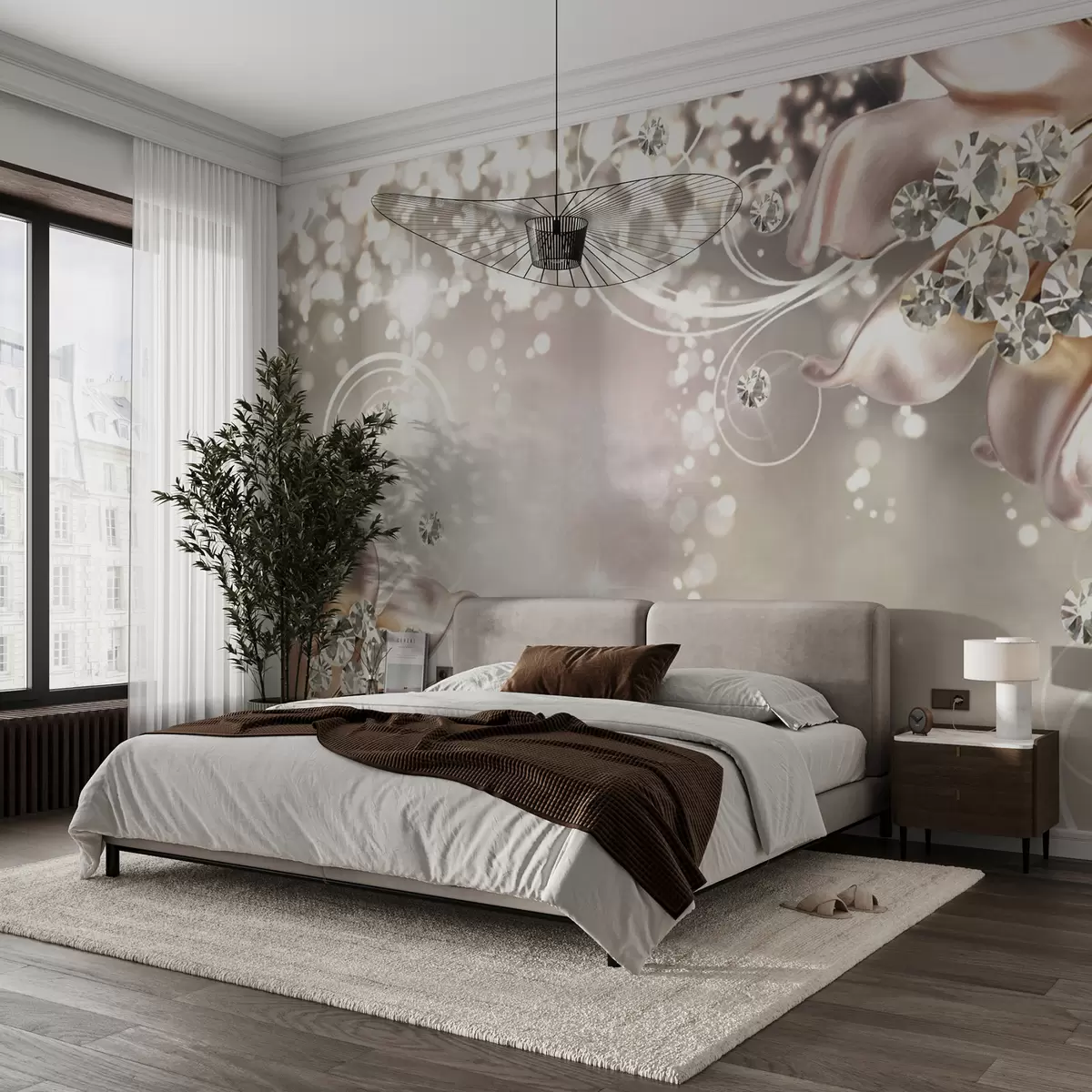 murais de parede Flores de porcelana e cristais u17739