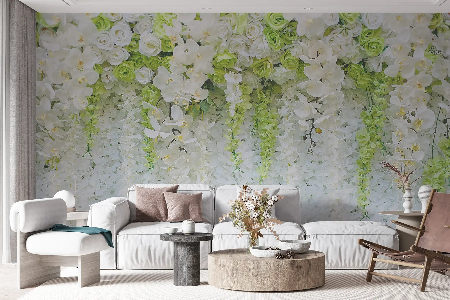 murais de parede Rosas e orquídeas penduradas u17939