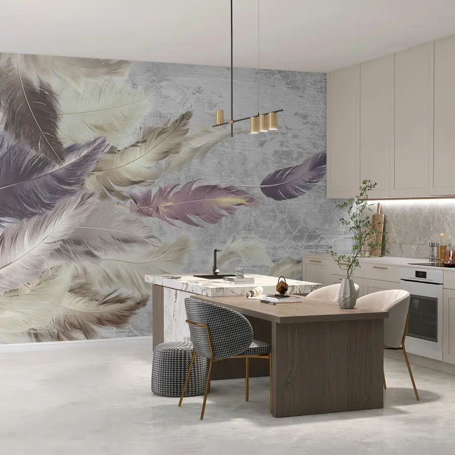 murais de parede Penas coloridas em uma parede de concreto u21165