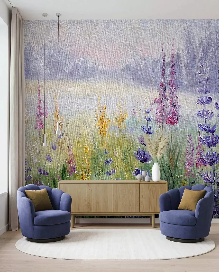 murais de parede Prado de flores, pintura a óleo u30067