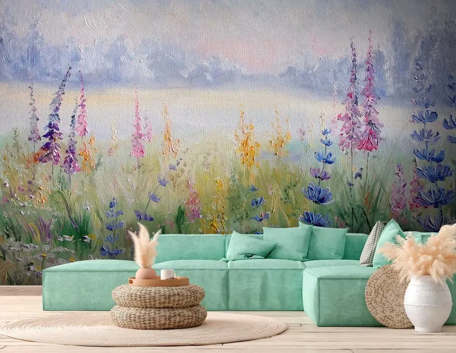 murais de parede Prado de flores, pintura a óleo u30067