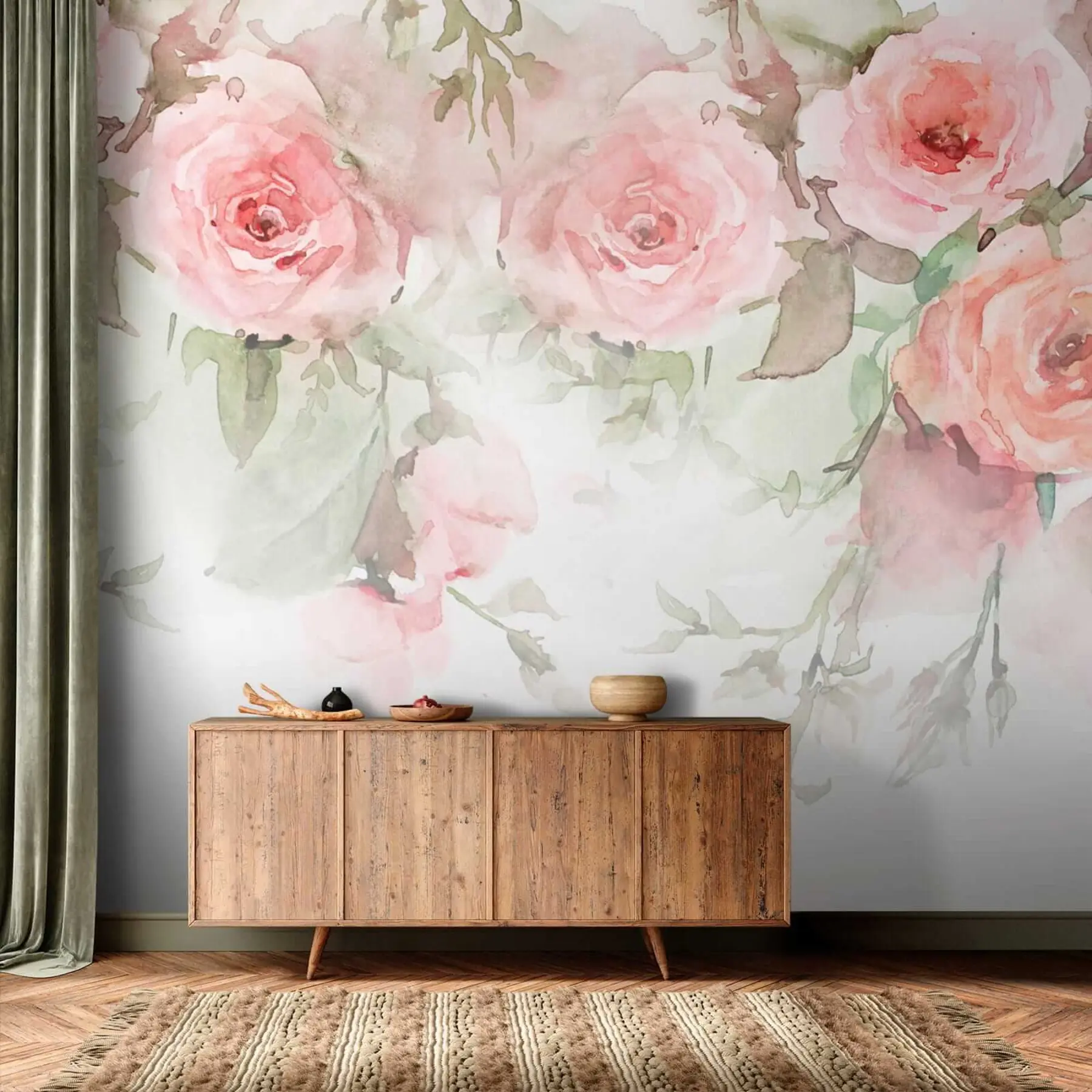 murais de parede Rosas em aquarela u34659