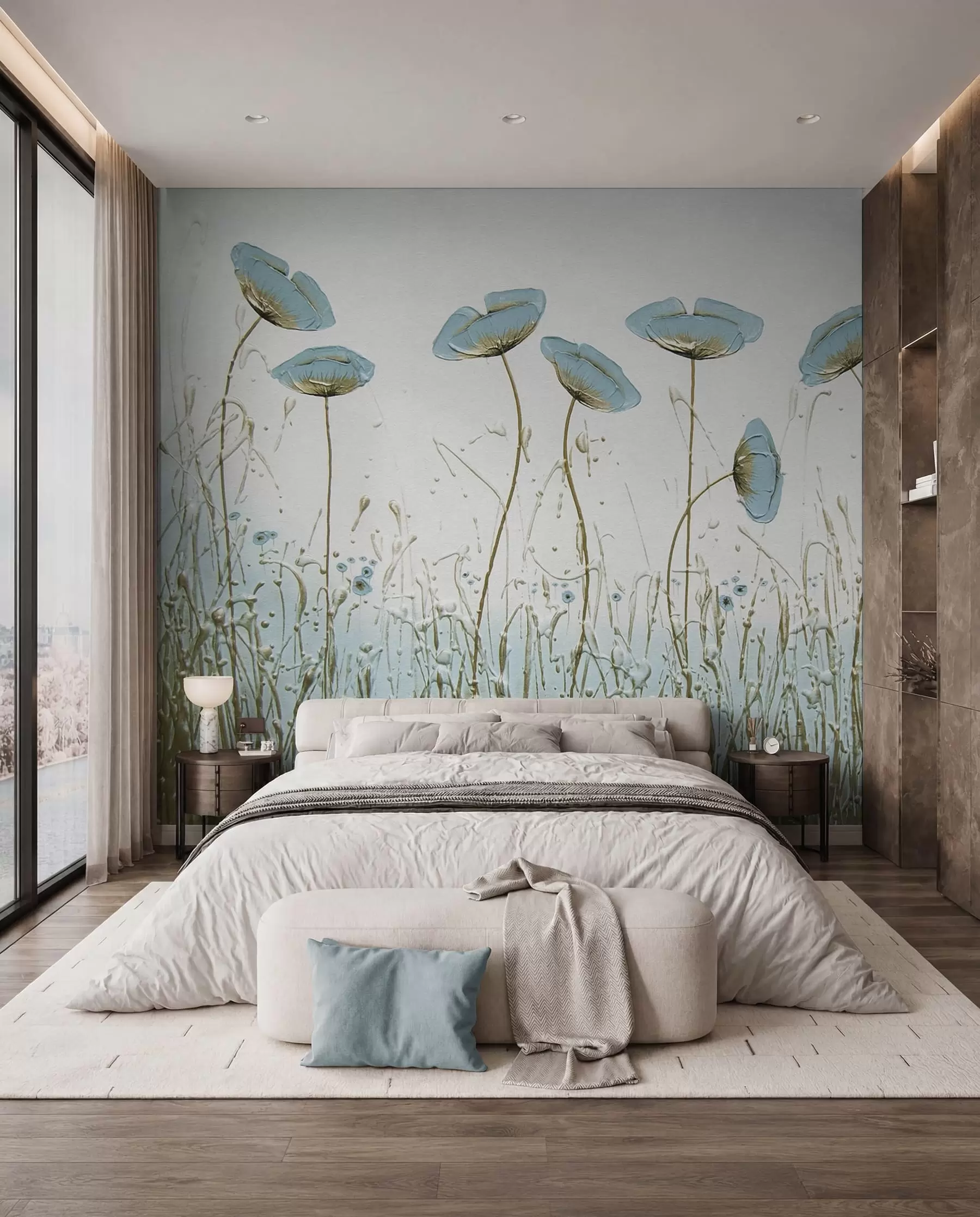 murais de parede Papoulas. Pinturas à óleo u34867