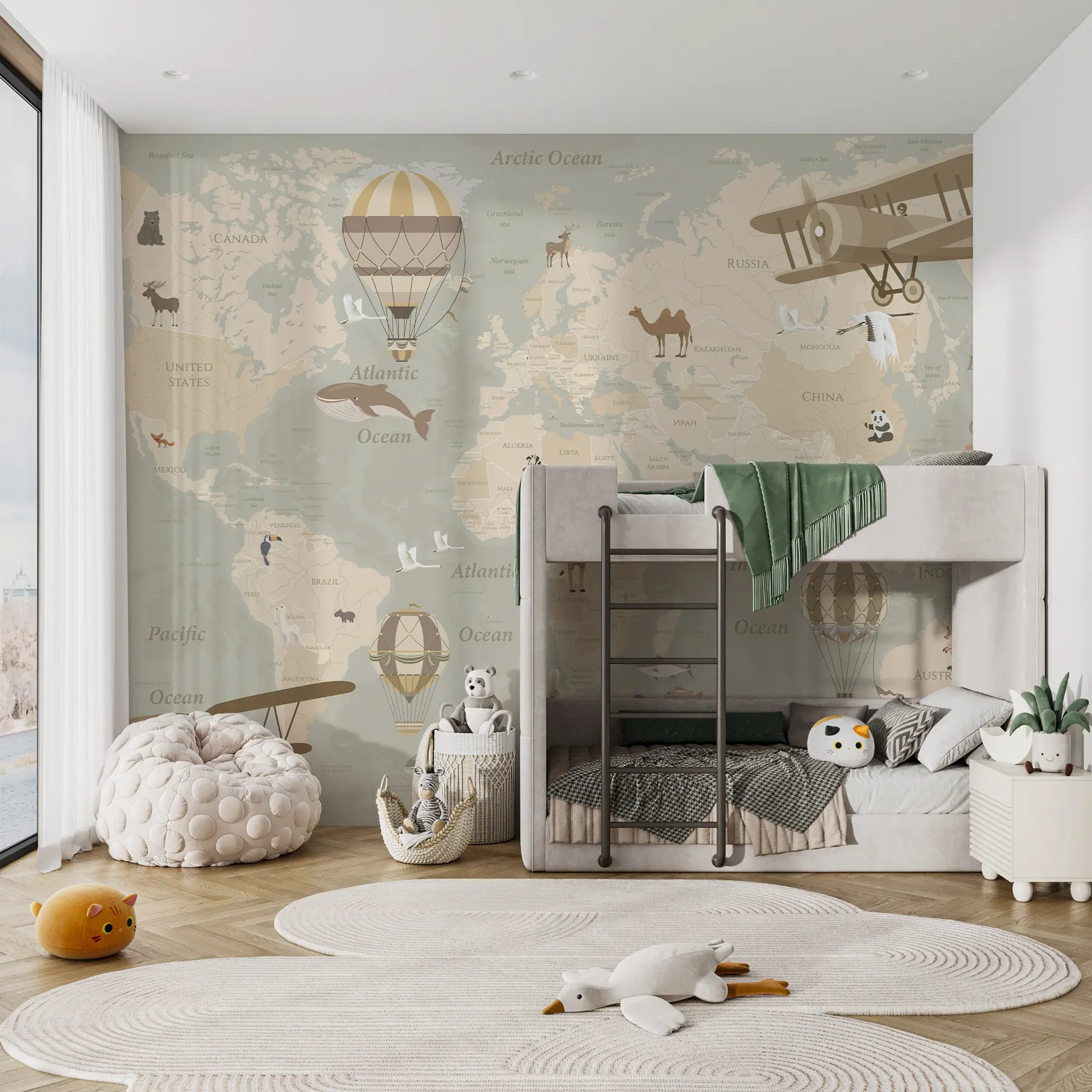 murais de parede Mapa infantil do mundo u36066