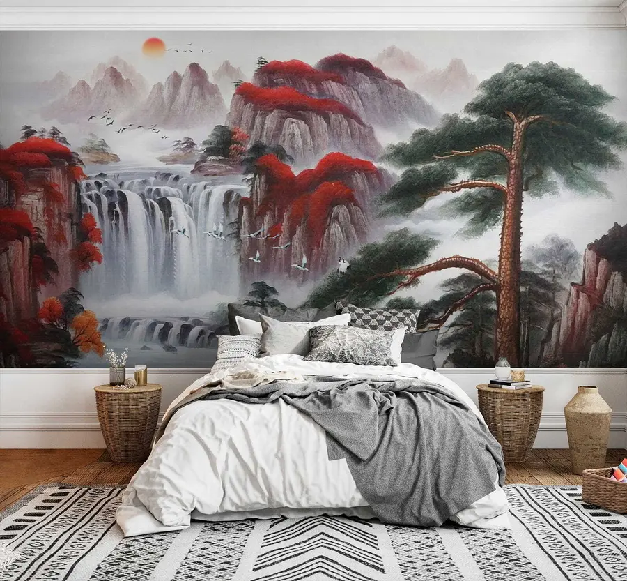 murais de parede Cachoeira estilo japonês u36222