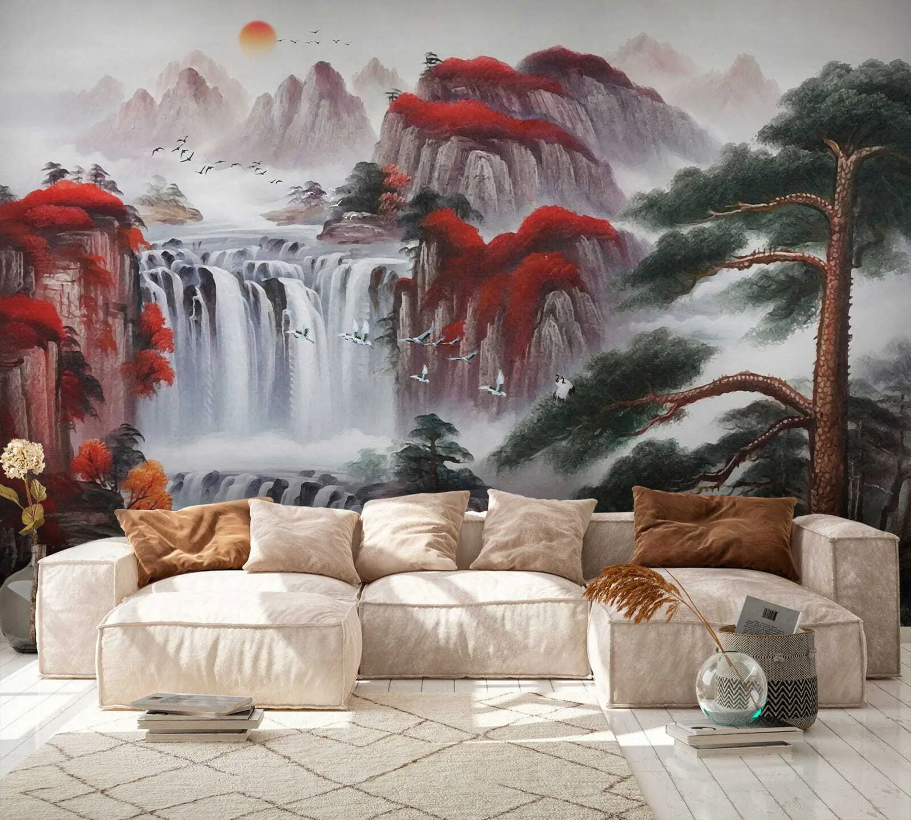 murais de parede Cachoeira estilo japonês u36222