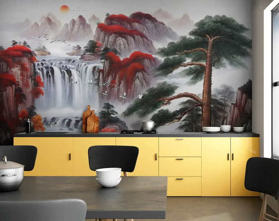 murais de parede Cachoeira estilo japonês u36222