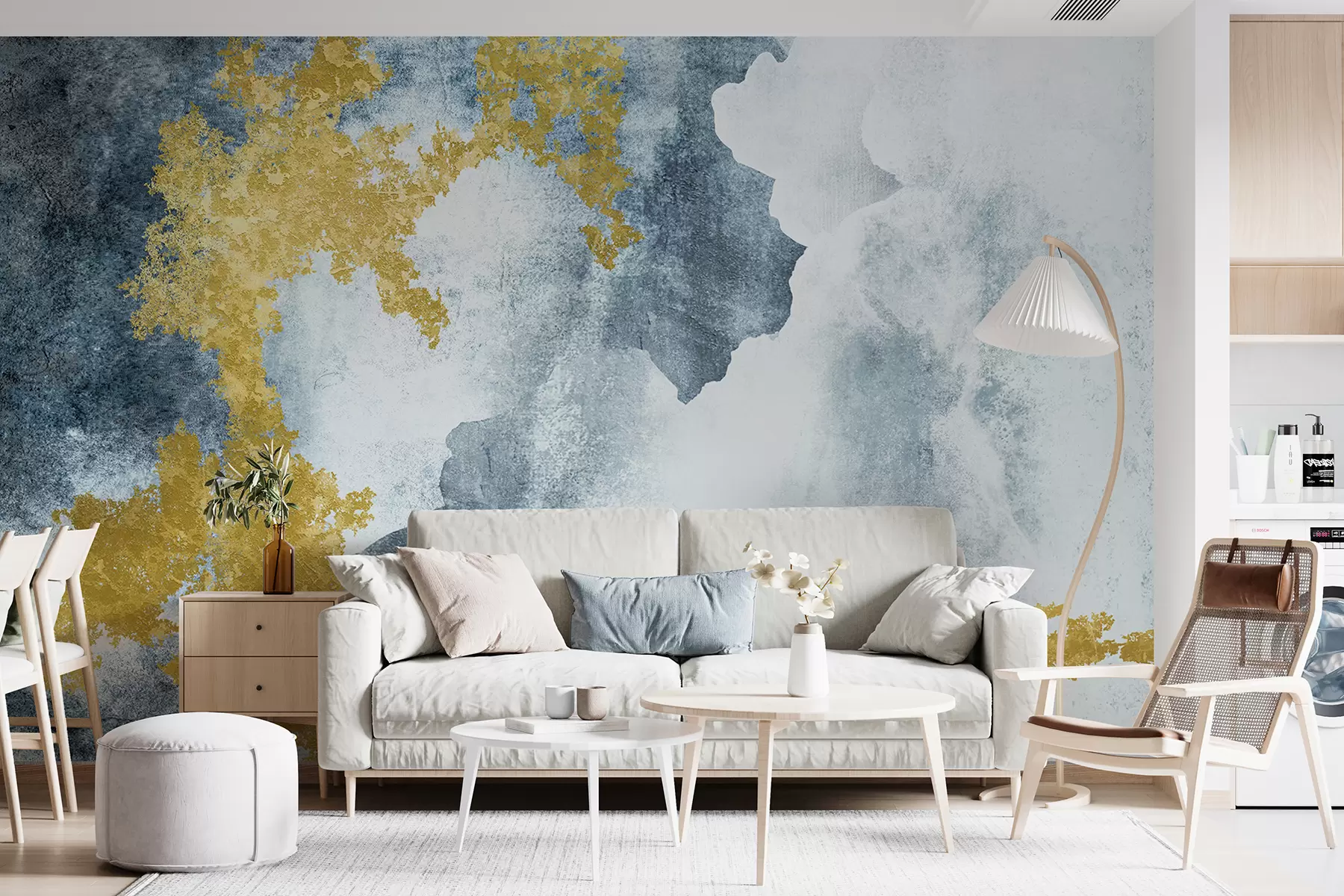 murais de parede Parede antiga cinzenta de betão com fissuras u40833