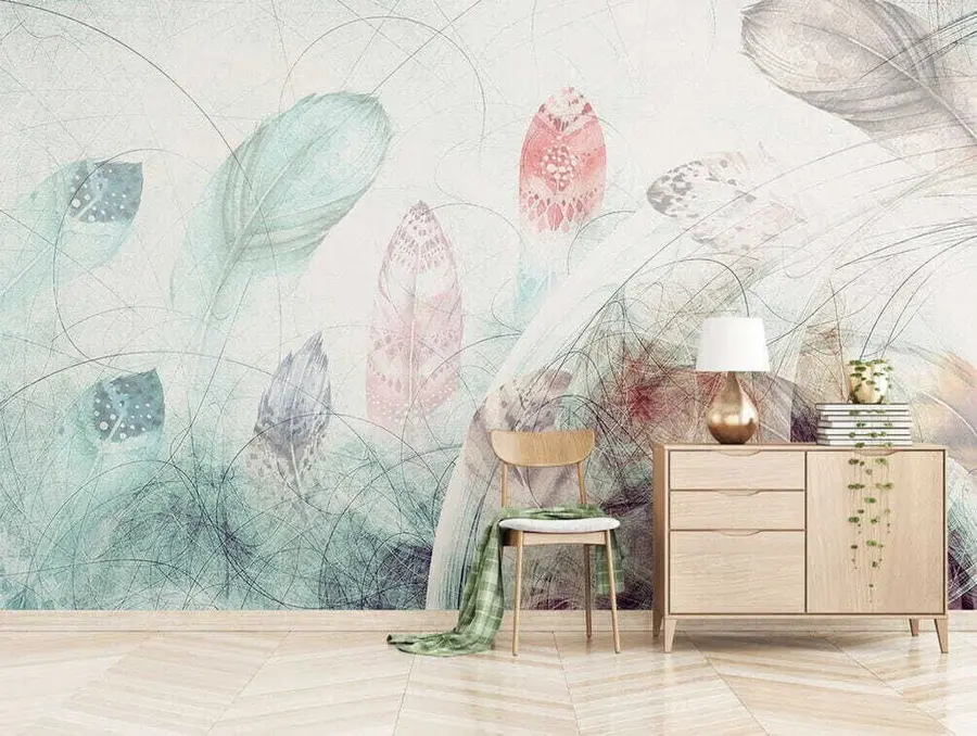 murais de parede penas coloridas u40852