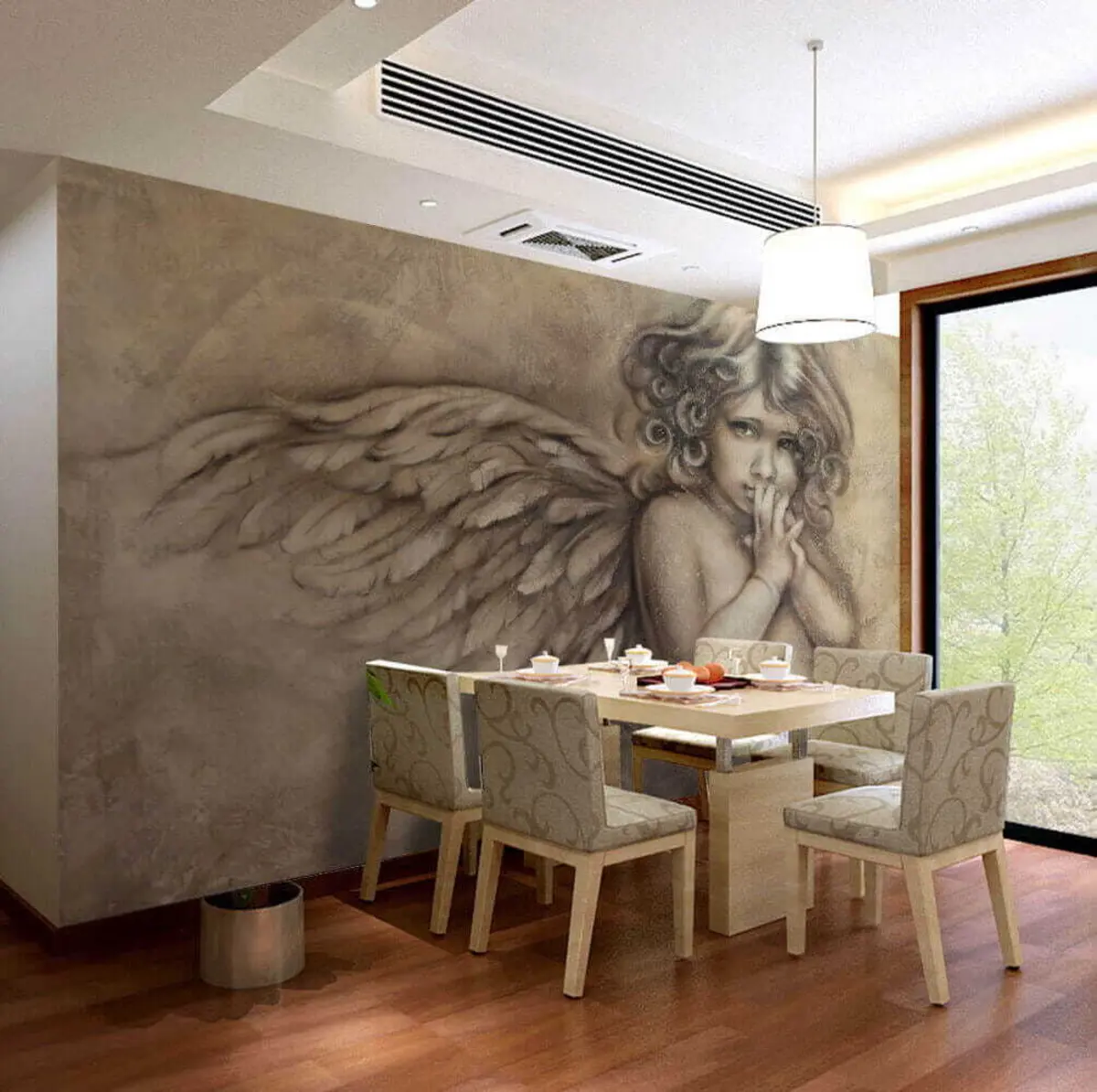 murais de parede querubim pensativo u42552