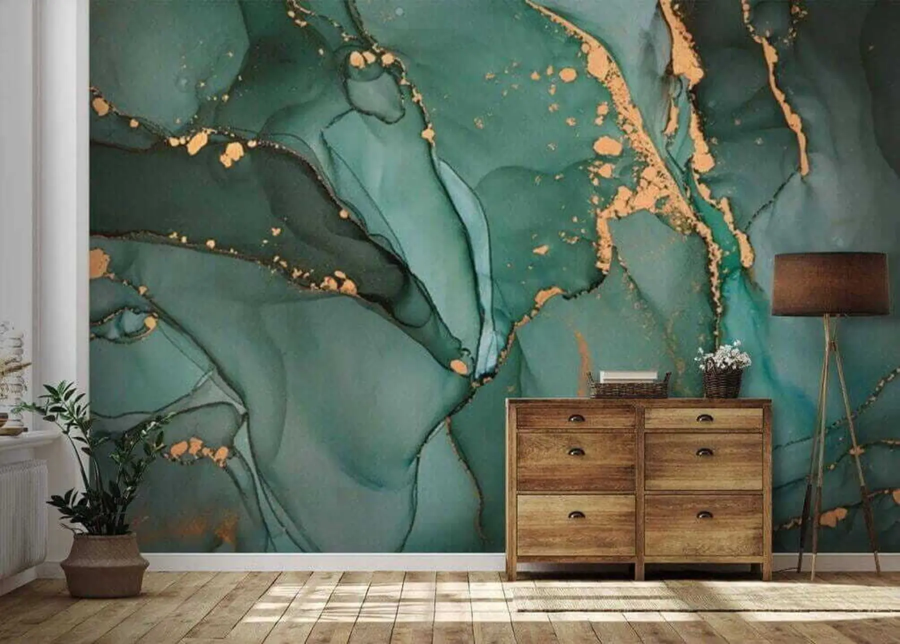 murais de parede Mármore verde u50235