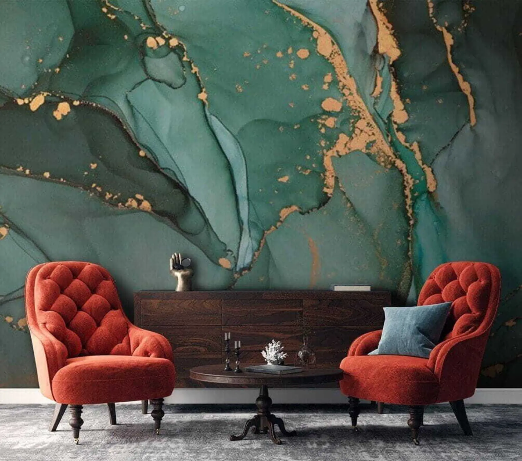 murais de parede Mármore verde u50235