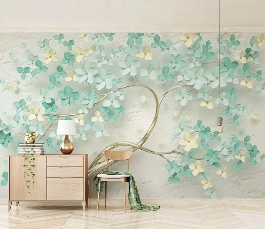 murais de parede Árvore com flores azuis u52550