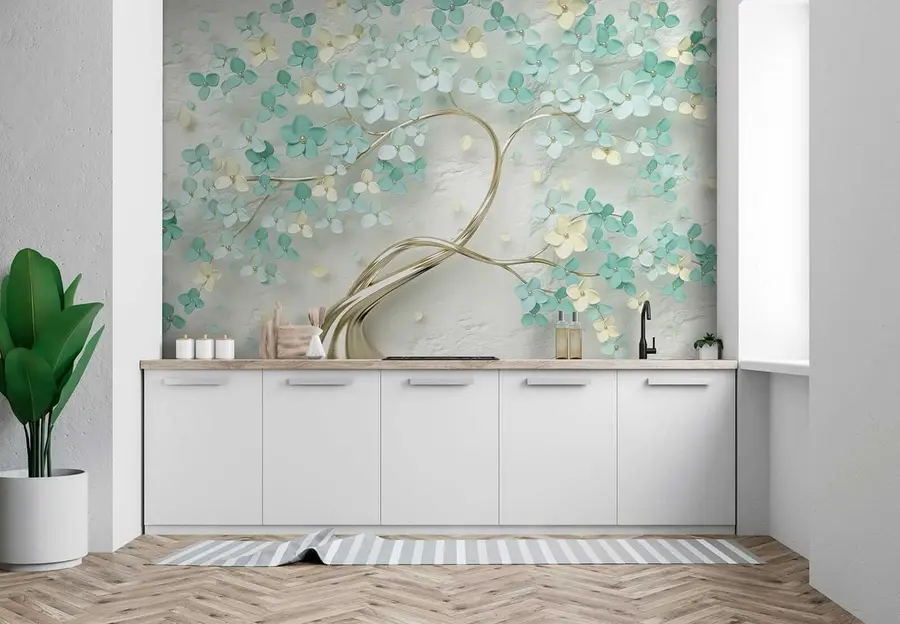 murais de parede Árvore com flores azuis u52550