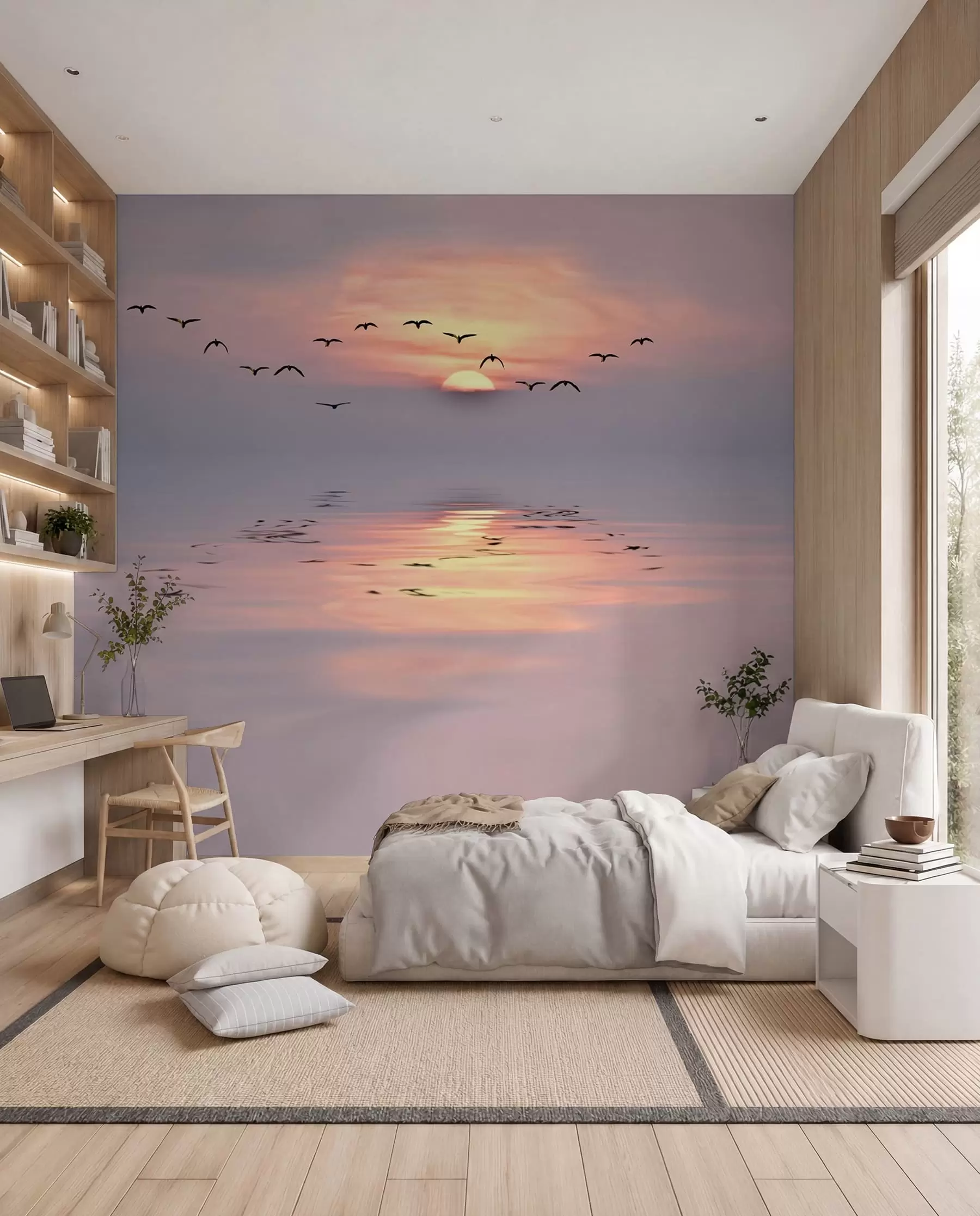 murais de parede Gaivotas ao pôr do sol u53413