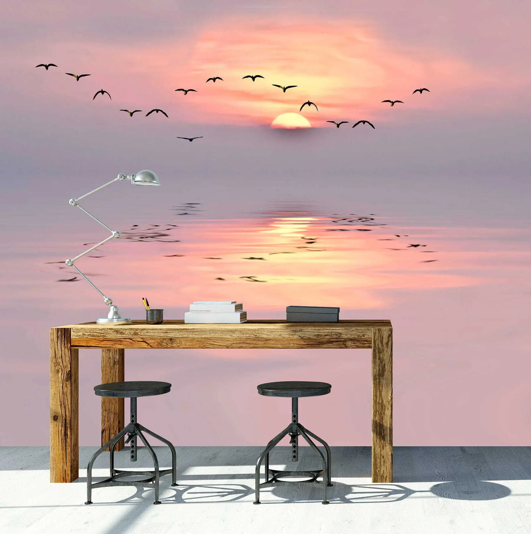murais de parede Gaivotas ao pôr do sol u53413