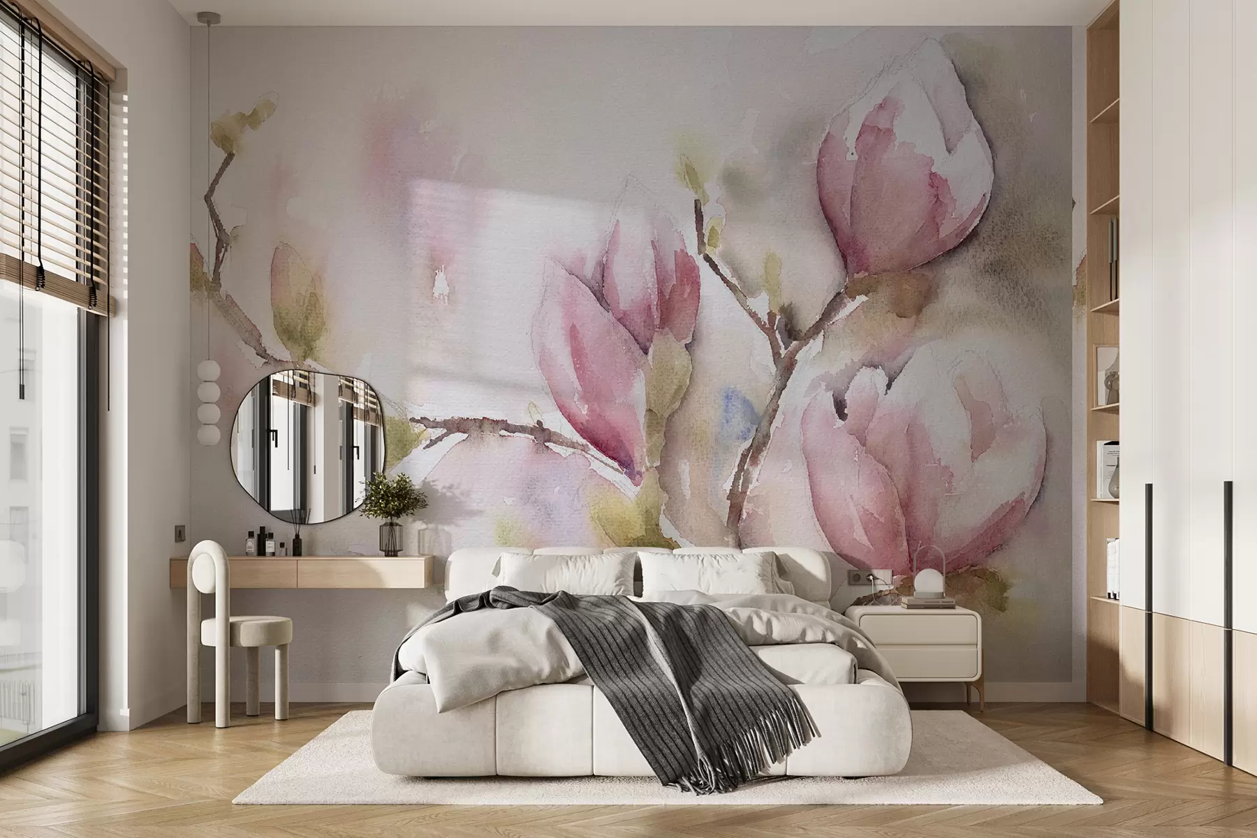 murais de parede Magnólias florescem, pintura em aquarela u53757