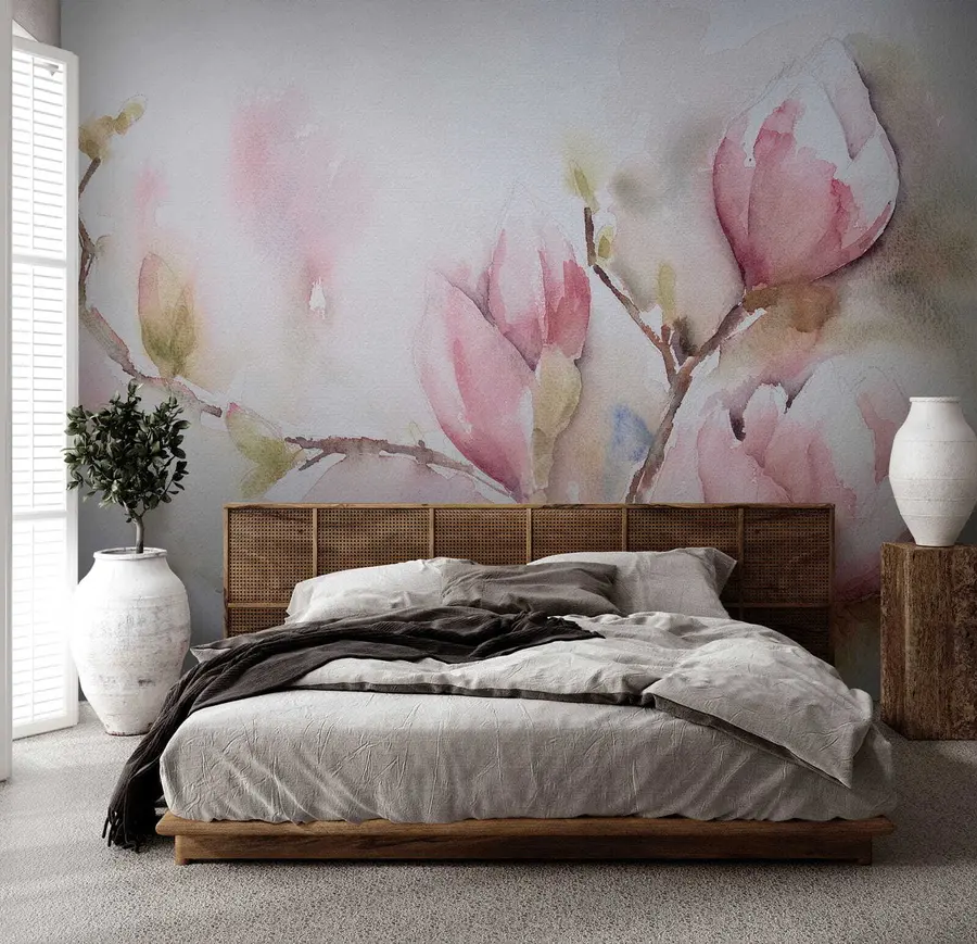 murais de parede Magnólias florescem, pintura em aquarela u53757
