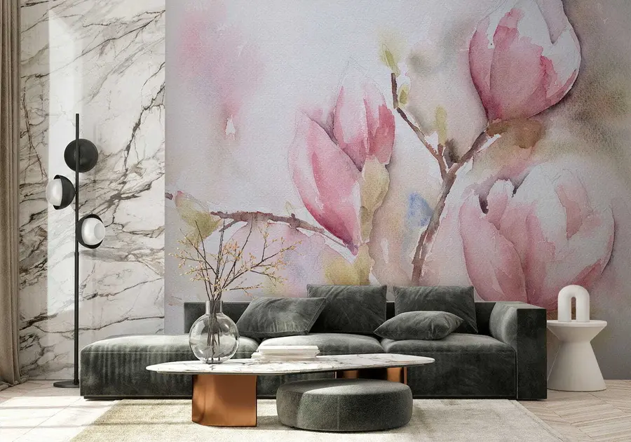 murais de parede Magnólias florescem, pintura em aquarela u53757