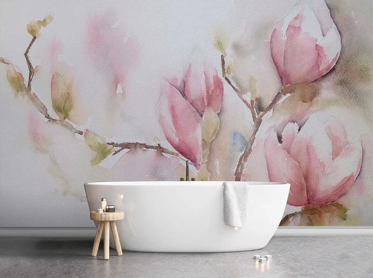 murais de parede Magnólias florescem, pintura em aquarela u53757