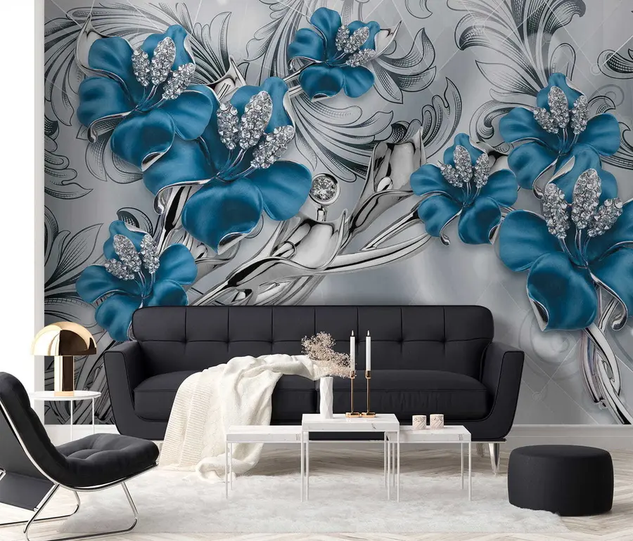 murais de parede Flores azuis u60405