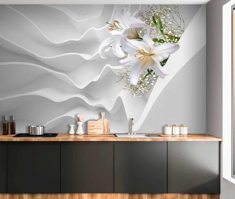 murais de parede Lírios e parede texturizada u60451