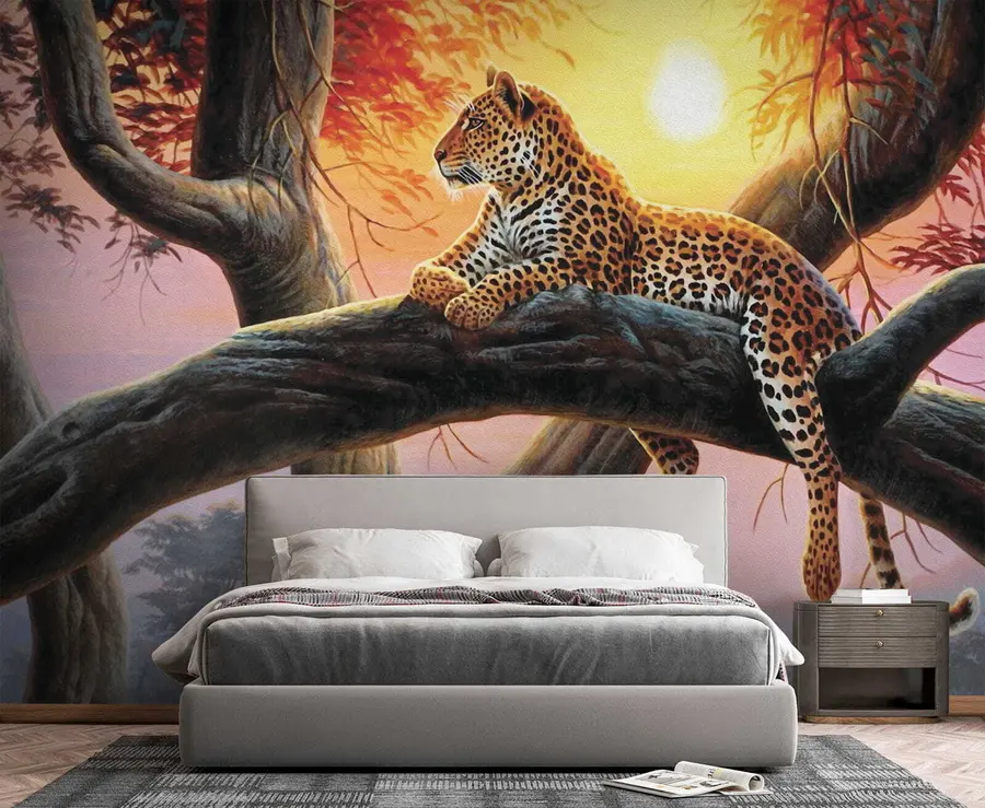 murais de parede Leopardo em uma árvore u62925