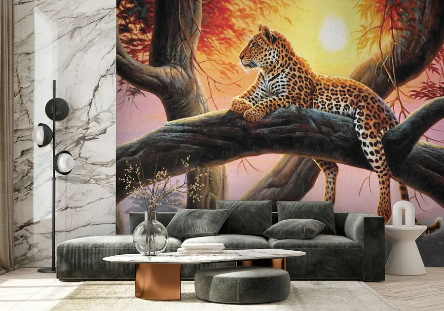 murais de parede Leopardo em uma árvore u62925