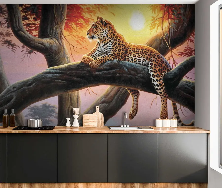 murais de parede Leopardo em uma árvore u62925