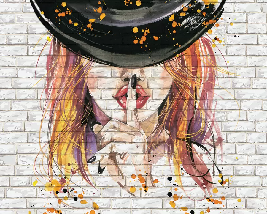 murais de parede Menina com aquarelas u67648