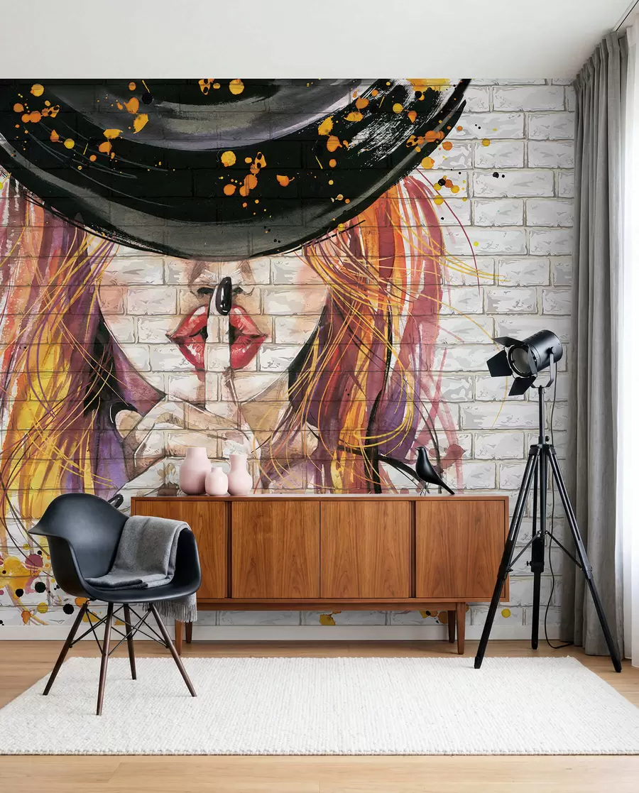murais de parede Menina com aquarelas u67648