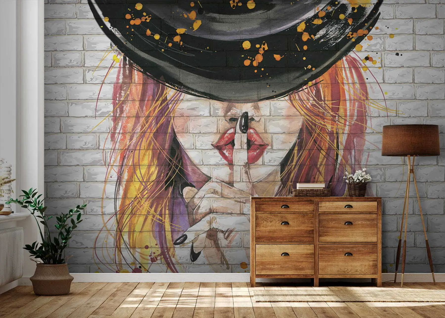 murais de parede Menina com aquarelas u67648