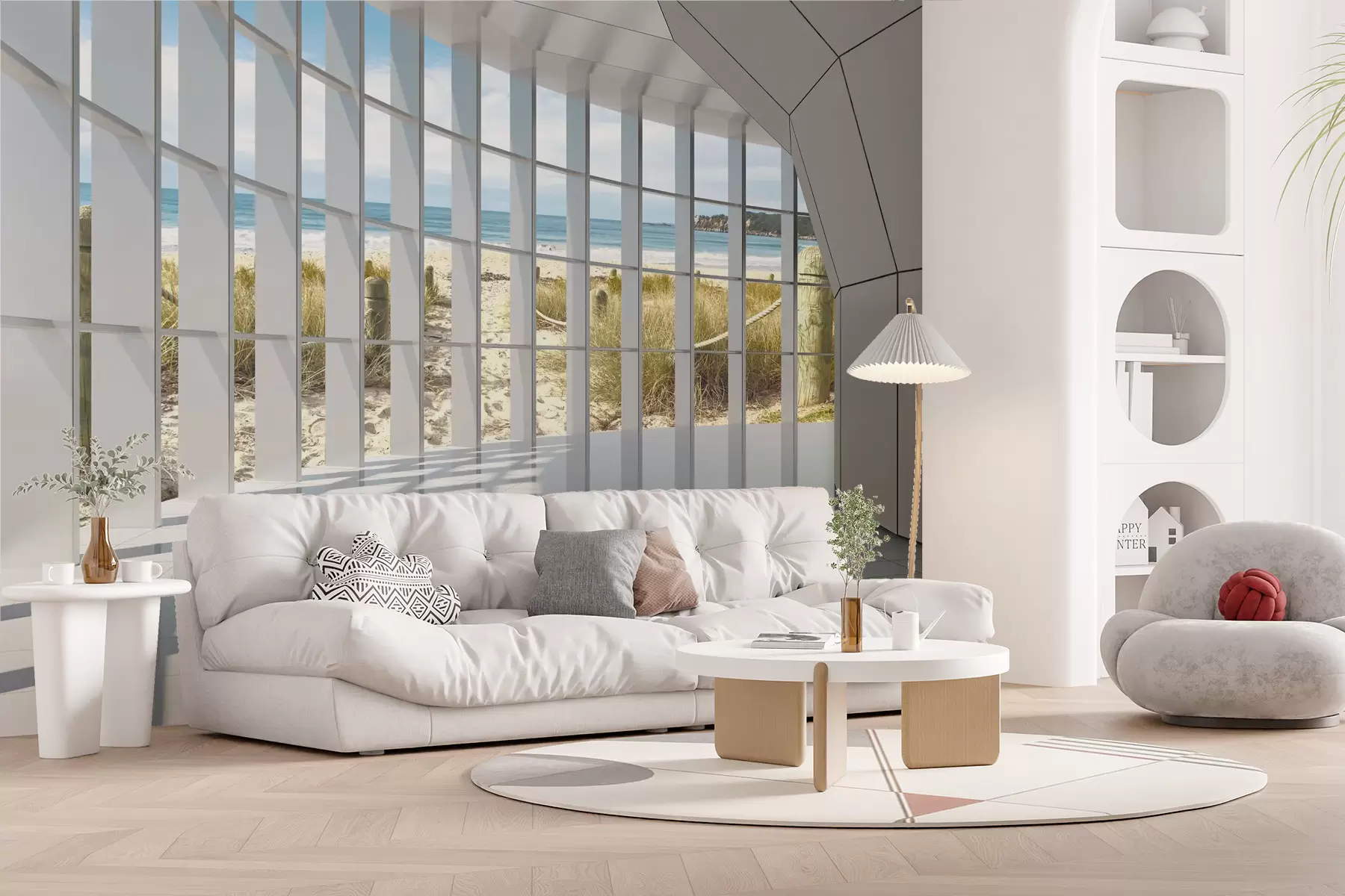 murais de parede Corredor 3D com vista para o mar u70513