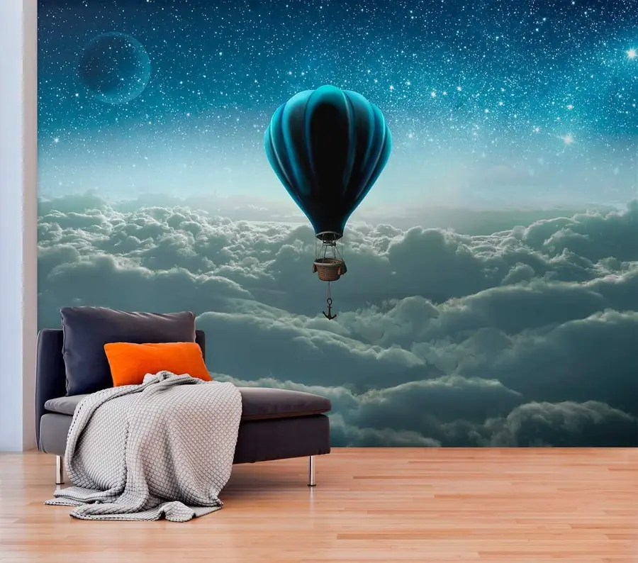 murais de parede Balão de ar quente no fundo do céu noturno u70538